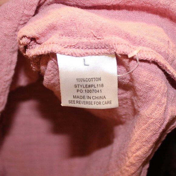 Pink Lily pink-ish ruffle tiered sleeve round neck keyhole button closure crop L - Picture 6 of 6